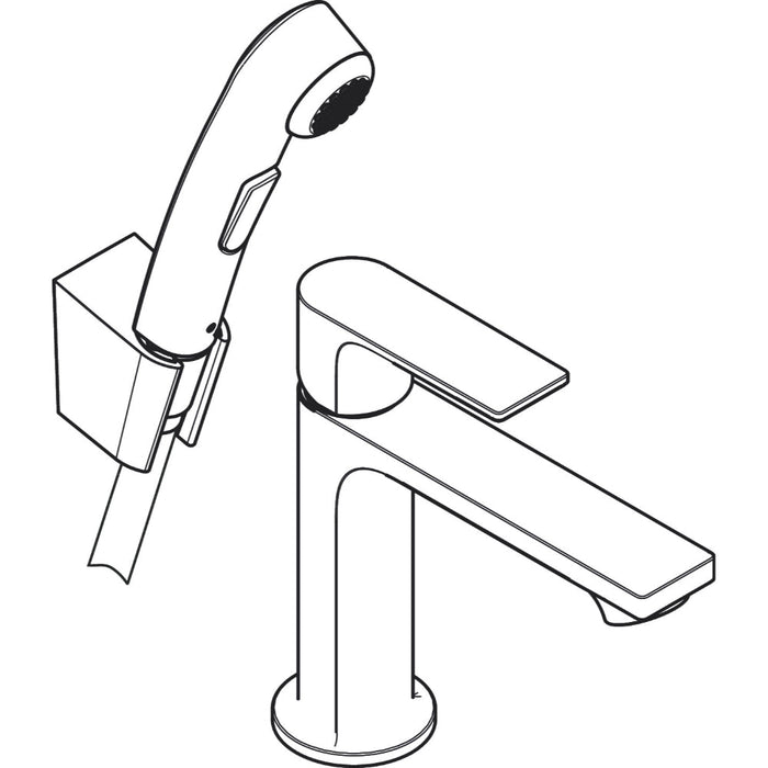 Hansgrohe Rebris E Single Lever Basin Mixer 110 with Bidette Hand Shower and Shower Hose 160 cm Without Waste Set - Chrome - Unbeatable Bathrooms
