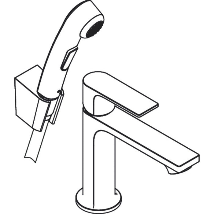 Hansgrohe Rebris E Single Lever Basin Mixer 110 with Bidette Hand Shower and Shower Hose 160 cm Without Waste Set - Chrome - Unbeatable Bathrooms