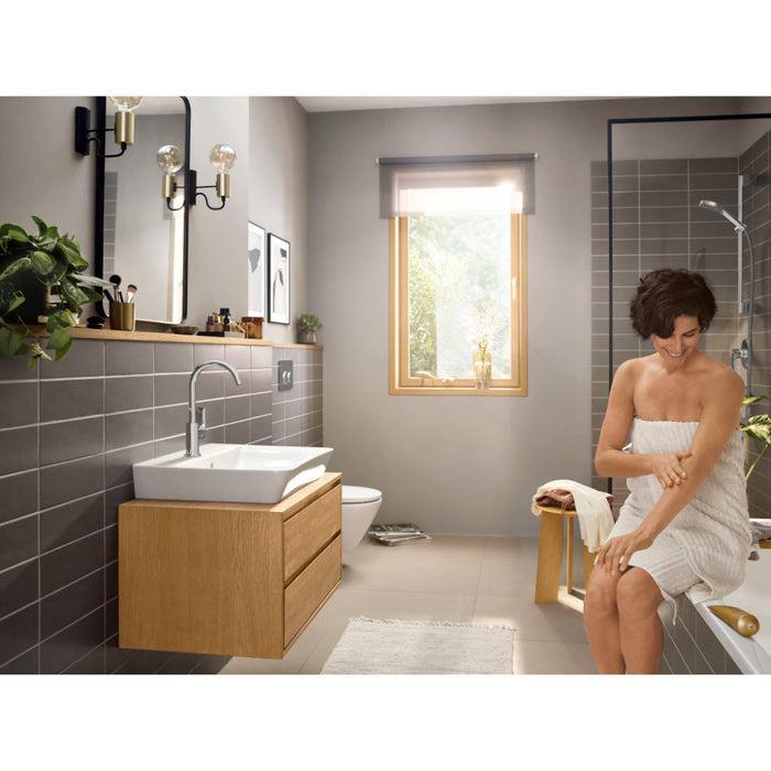 Hansgrohe Rebris E Single Lever Basin Mixer 210 with Swivel Spout and Pop-Up Waste Set - Unbeatable Bathrooms