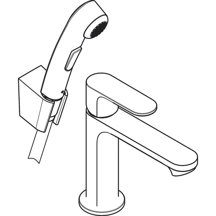 Hansgrohe Rebris S Single Lever Basin Mixer 110 with Bidette Hand Shower and Shower Hose 160 cm Without Waste Set - Unbeatable Bathrooms