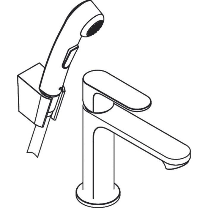 Hansgrohe Rebris S Single Lever Basin Mixer 110 with Bidette Hand Shower and Shower Hose 160 cm Without Waste Set - Unbeatable Bathrooms