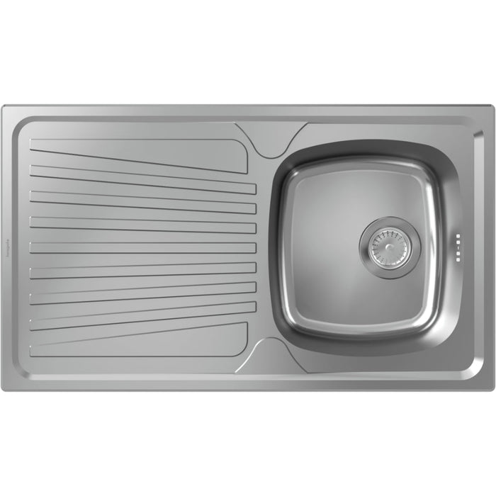Hansgrohe S21 S210-A342 86 Built-In Sink 342 with Drain Board and Manual Drain Kit - Stainless Steel - Unbeatable Bathrooms