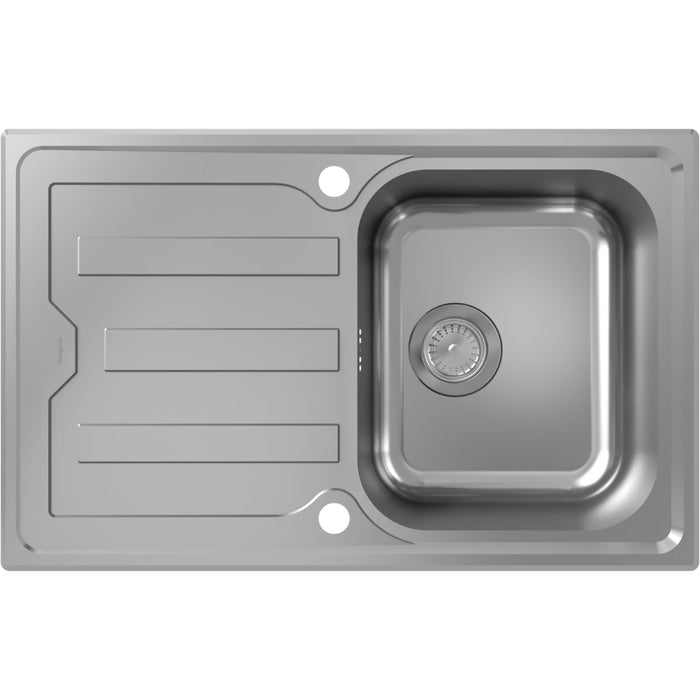 Hansgrohe S44 S440-A342 79 Built-In Sink 342 with Drain Board Short and Automatic Drain Kit - Stainless Steel - Unbeatable Bathrooms