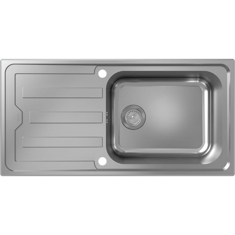 Hansgrohe S44 S440-A500 100 Built-In Sink 500 with Drain Board and Automatic Drain Kit - Stainless Steel - Unbeatable Bathrooms