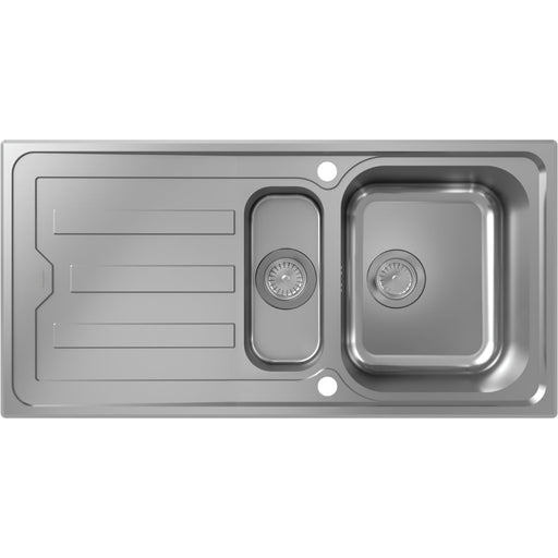 Hansgrohe S44 S440-A517 100 Built-In Sink 342/145 with Drain Board and Automatic Drain Kit - Stainless Steel - Unbeatable Bathrooms