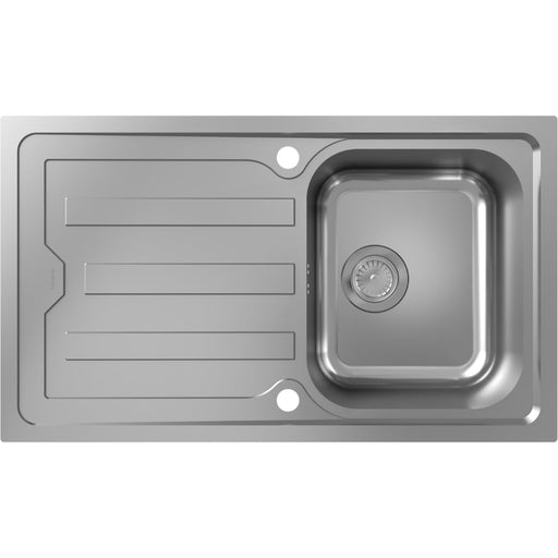 Hansgrohe S44 S440-F342 86 Built-In Sink 342 with Drain Board Long and Automatic Drain Kit - Stainless Steel - Unbeatable Bathrooms