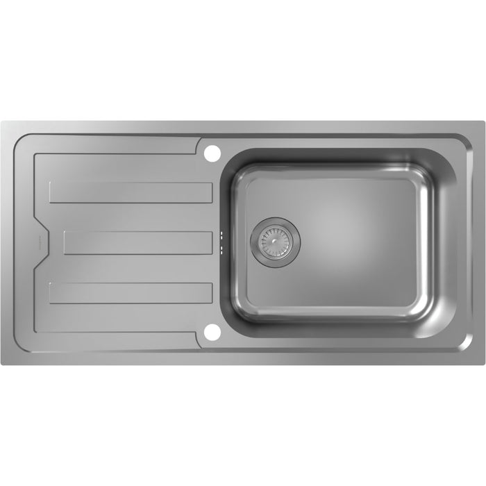 Hansgrohe S44 S440-F500 100 Built-In Sink 500 with Drain Board and Automatic Drain Kit - Stainless Steel - Unbeatable Bathrooms