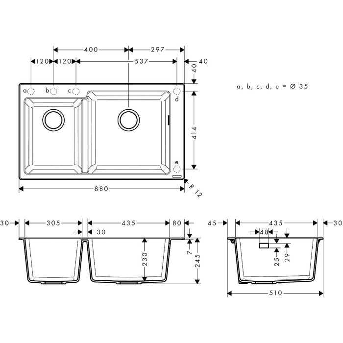 Hansgrohe S51 S510-F760 Built-In Sink 305/435 - Unbeatable Bathrooms