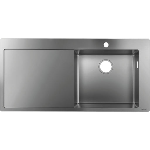 Hansgrohe S71 S715-F450 Built-In Sink 450 with Drainer - Stainless Steel - Unbeatable Bathrooms