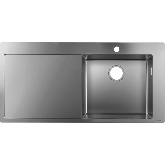 Hansgrohe S71 S715-F450 Built-In Sink 450 with Drainer - Stainless Steel - Unbeatable Bathrooms