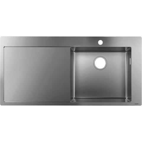 Hansgrohe S71 S715-F450 Built-In Sink 450 with Drainer - Stainless Steel - Unbeatable Bathrooms
