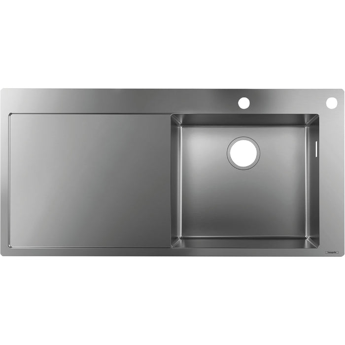 Hansgrohe S71 S717-F450 Built-In Sink 450 with Drainer - Stainless Steel - Unbeatable Bathrooms