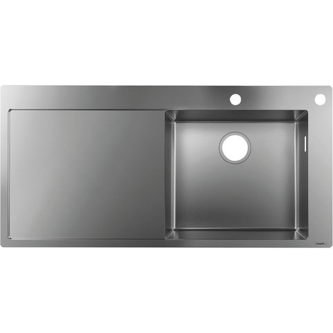 Hansgrohe S71 S717-F450 Built-In Sink 450 with Drainer - Stainless Steel - Unbeatable Bathrooms