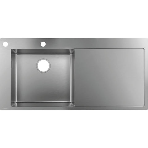 Hansgrohe S71 S718-F450 Built In Sink 450 with Drainer - Stainless Steel - Unbeatable Bathrooms