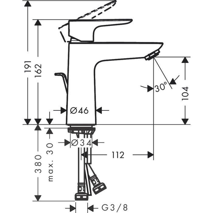 Hansgrohe Talis E Single Lever Basin Mixer 110 with Pop-Up Waste - Unbeatable Bathrooms