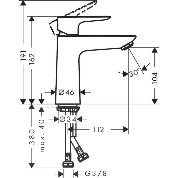 Hansgrohe Talis E Single Lever Basin Mixer 110 with Push-Open Waste - Chrome - Unbeatable Bathrooms