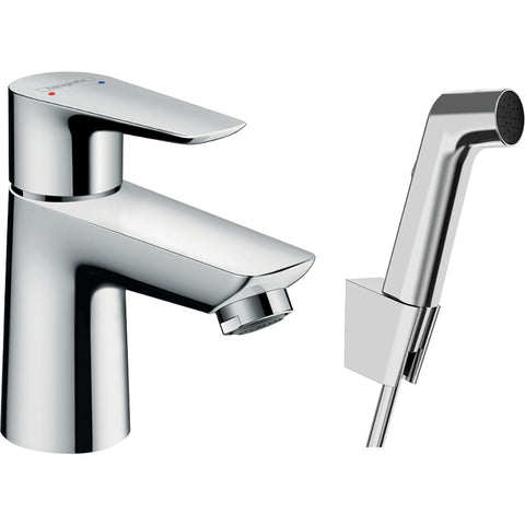 Hansgrohe Talis E Single Lever Basin Mixer with Bidet Spray and Shower Hose 160 cm - Chrome - Unbeatable Bathrooms