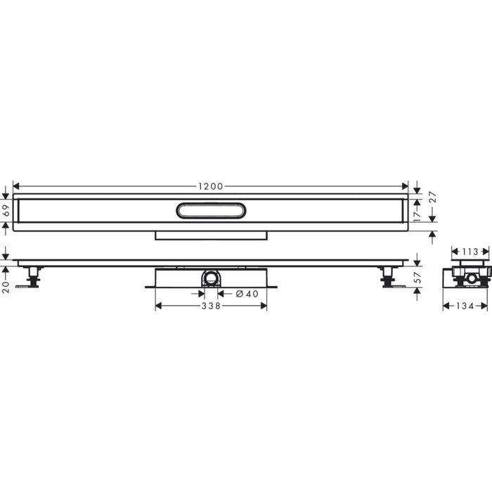 Hansgrohe Ubox Universal Complete Set For Flat Installation - 1200 For Shower Drains Finish Sets - Unbeatable Bathrooms