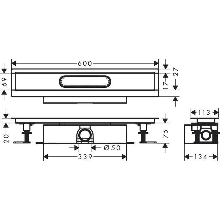Hansgrohe Ubox Universal Complete Set For Standard Installation - 600 For Shower Drains Finish Sets - Unbeatable Bathrooms