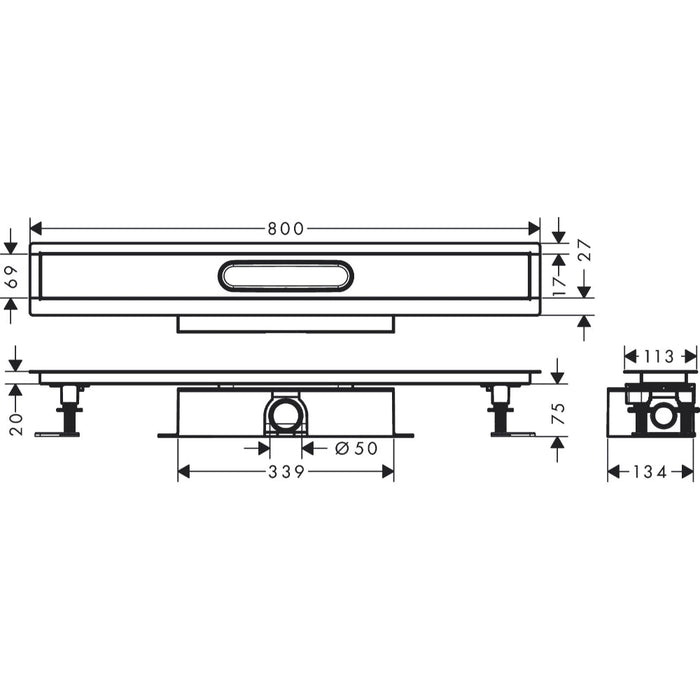 Hansgrohe Ubox Universal Complete Set For Standard Installation - 800 For Shower Drains Finish Sets - Unbeatable Bathrooms