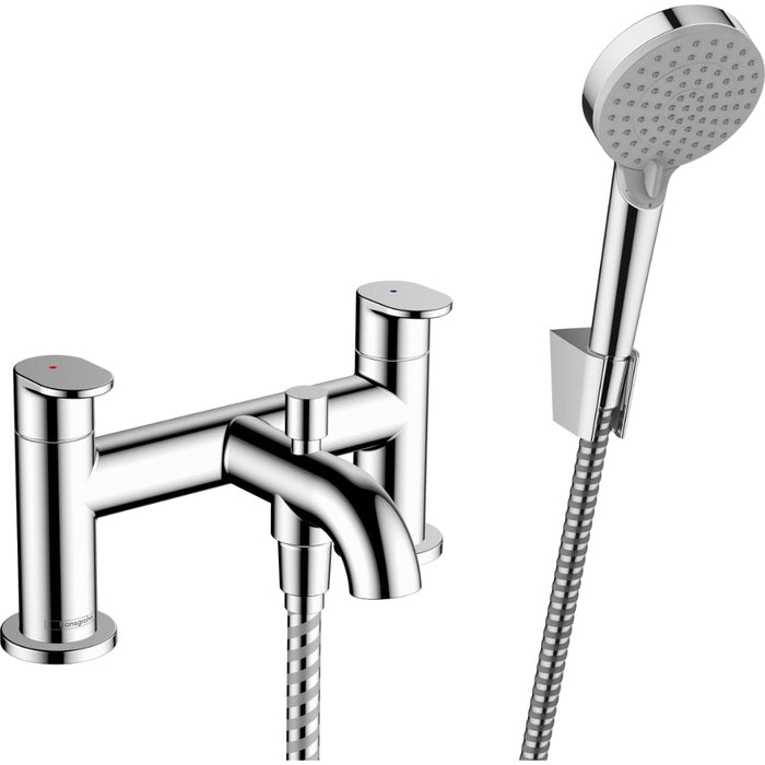 Hansgrohe Vernis Blend 2-Hole Rim Mounted Bath Mixer with Diverter Valve and Vernis Blend Hand Shower Vario - Unbeatable Bathrooms