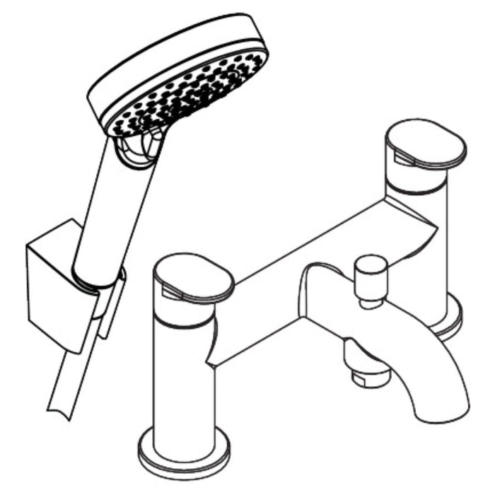 Hansgrohe Vernis Blend 2-Hole Rim Mounted Bath Mixer with Diverter Valve and Vernis Blend Hand Shower Vario - Unbeatable Bathrooms