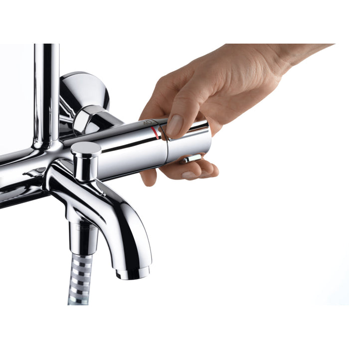 Hansgrohe Vernis Shape Showerpipe 230 1Jet with Bath Thermostat - Chrome - Unbeatable Bathrooms