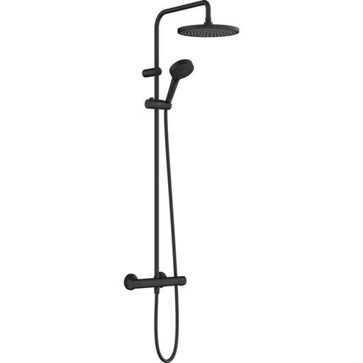 Hansgrohe Vernis Blend Showerpipe 240 1Jet Ecosmart with Thermostat - Matt Black - Unbeatable Bathrooms