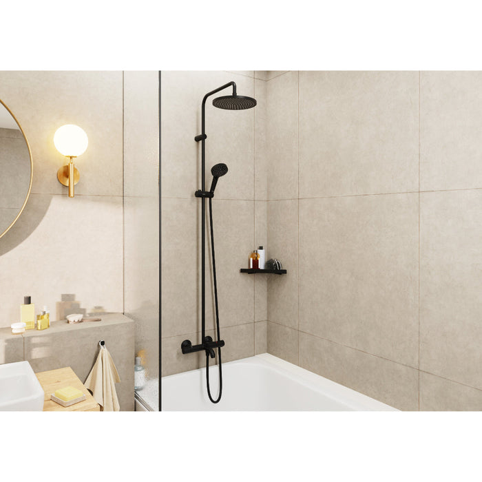Hansgrohe Vernis Blend Showerpipe 240 1Jet with Bath Thermostat - Matt Black - Unbeatable Bathrooms