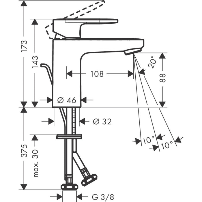 Hansgrohe Vernis Blend Single Lever Basin Mixer 100 Coolstart with Pop-Up Waste Set - Unbeatable Bathrooms