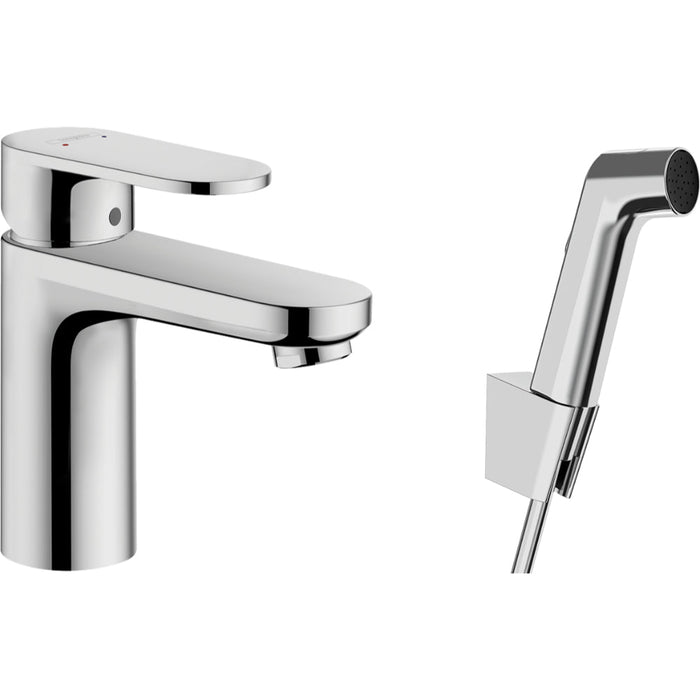 Hansgrohe Vernis Blend Single Lever Basin Mixer 100 with Bidet Spray and Shower Hose 160 cm - Chrome - Unbeatable Bathrooms