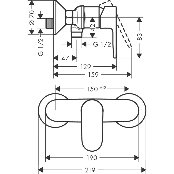 Hansgrohe Vernis Blend Single Lever Shower Mixer For Exposed Installation - Unbeatable Bathrooms