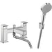 Hansgrohe Vernis Shape 2-Hole Rim Mounted Bath Mixer with Diverter Valve and Vernis Blend Hand Shower Vario - Chrome - Unbeatable Bathrooms