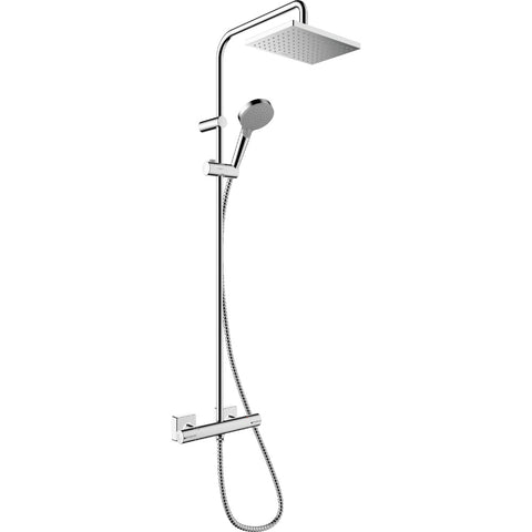 Hansgrohe Vernis Shape Showerpipe 230 1Jet Ecosmart+ with Thermostat - Chrome - Unbeatable Bathrooms