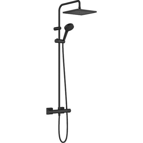 Hansgrohe Vernis Shape Showerpipe 240 1Jet Ecosmart with Thermostat - Matt Black - Unbeatable Bathrooms