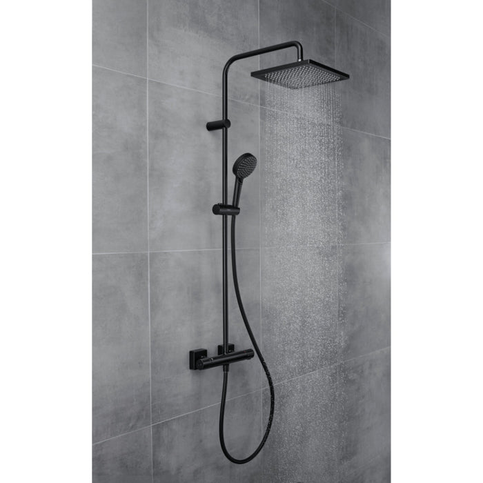 Hansgrohe Vernis Shape Showerpipe 240 1Jet with Thermostat - Matt Black - Unbeatable Bathrooms