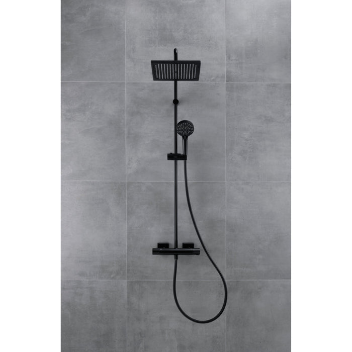 Hansgrohe Vernis Shape Showerpipe 240 1Jet with Thermostat - Matt Black - Unbeatable Bathrooms