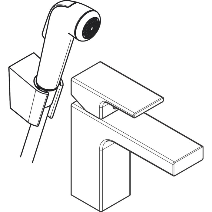 Hansgrohe Vernis Shape Single Lever Basin Mixer 100 with Bidet Spray and Shower Hose 160 cm - Chrome - Unbeatable Bathrooms