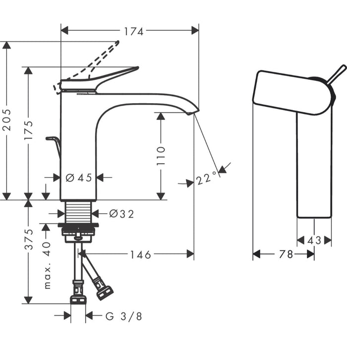 Hansgrohe Vivenis Single Lever Basin Mixer 110 Coolstart with Pop-Up Waste Set - Unbeatable Bathrooms