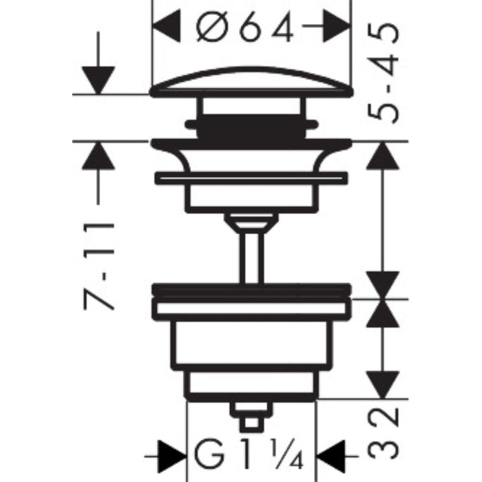 Hansgrohe Waste Set Brass Push-Open For Basin and Bidet Mixers - Unbeatable Bathrooms
