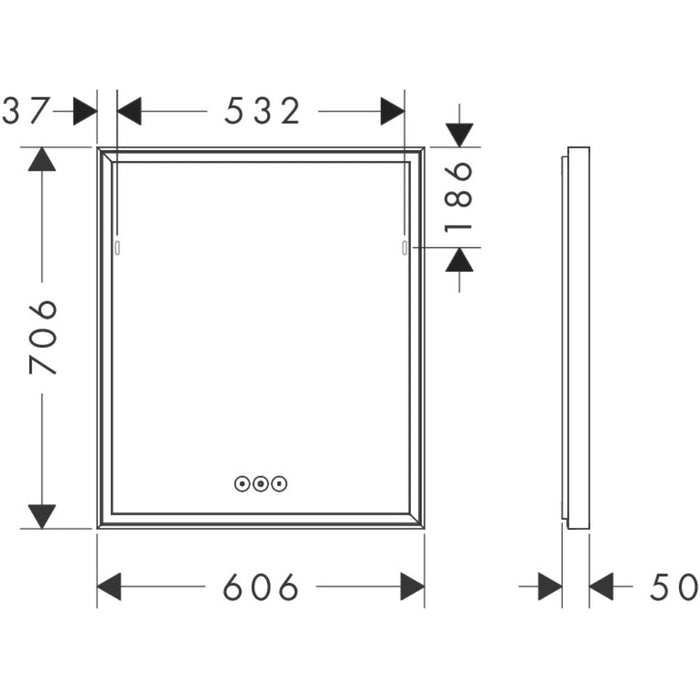 Hansgrohe Xarita E Mirror with Led Lights 600/50 Capacitive Touch Sensor - Matt White - Unbeatable Bathrooms