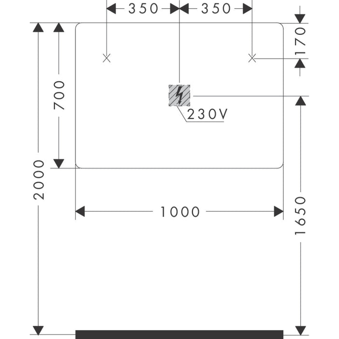 Hansgrohe Xarita Lite Q Mirror with Horizontal Led Lights 1000/30 For Wall Switch - Unbeatable Bathrooms