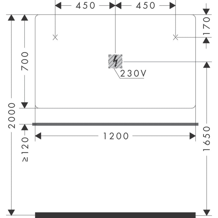 Hansgrohe Xarita Lite Q Mirror with Horizontal Led Lights 1200/30 Ir Sensor - Unbeatable Bathrooms