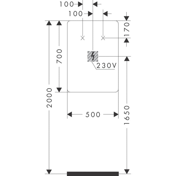 Hansgrohe Xarita Lite Q Mirror with Horizontal Led Lights 500/30 For Wall Switch - Unbeatable Bathrooms
