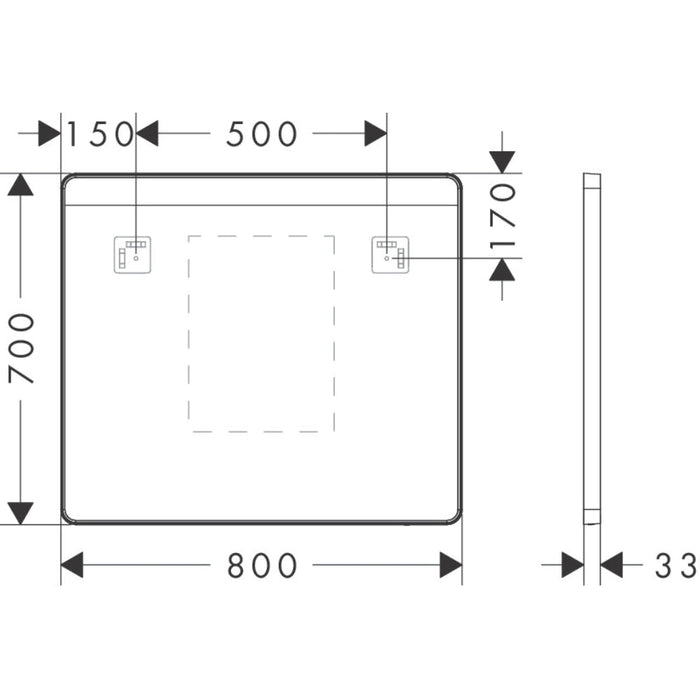 Hansgrohe Xarita Lite Q Mirror with Horizontal Led Lights 800/30 Ir Sensor - Unbeatable Bathrooms
