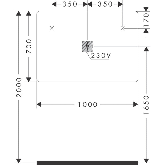Hansgrohe Xarita Lite Q Mirror with Lateral Led Lights 1000/30 For Wall Switch - Unbeatable Bathrooms
