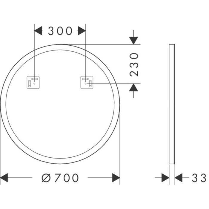 Hansgrohe Xarita Lite S Mirror with Circular Led Lights 700/30 For Wall Switch - Unbeatable Bathrooms