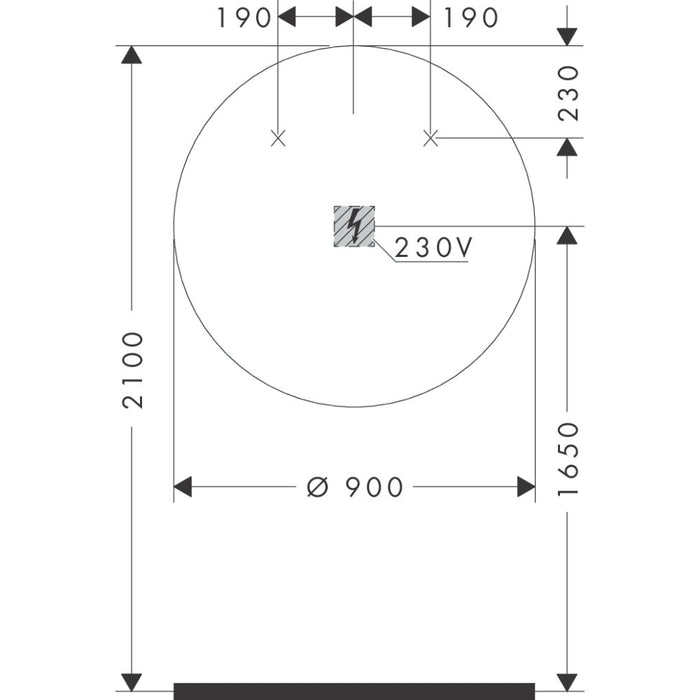 Hansgrohe Xarita Lite S Mirror with Circular Led Lights 900/30 For Wall Switch - Unbeatable Bathrooms