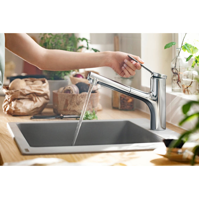 Hansgrohe Zesis M33 Single Lever Kitchen Mixer 150, Pull-Out Spray, 2Jet, Sbox Lite - Unbeatable Bathrooms