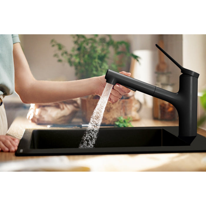 Hansgrohe Zesis M33 Single Lever Kitchen Mixer 150, Eco, Pull-Out Spray, 2Jet - Chrome - Unbeatable Bathrooms